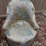 Paire de fauteuils crapaud de style Napoléon III en soierie