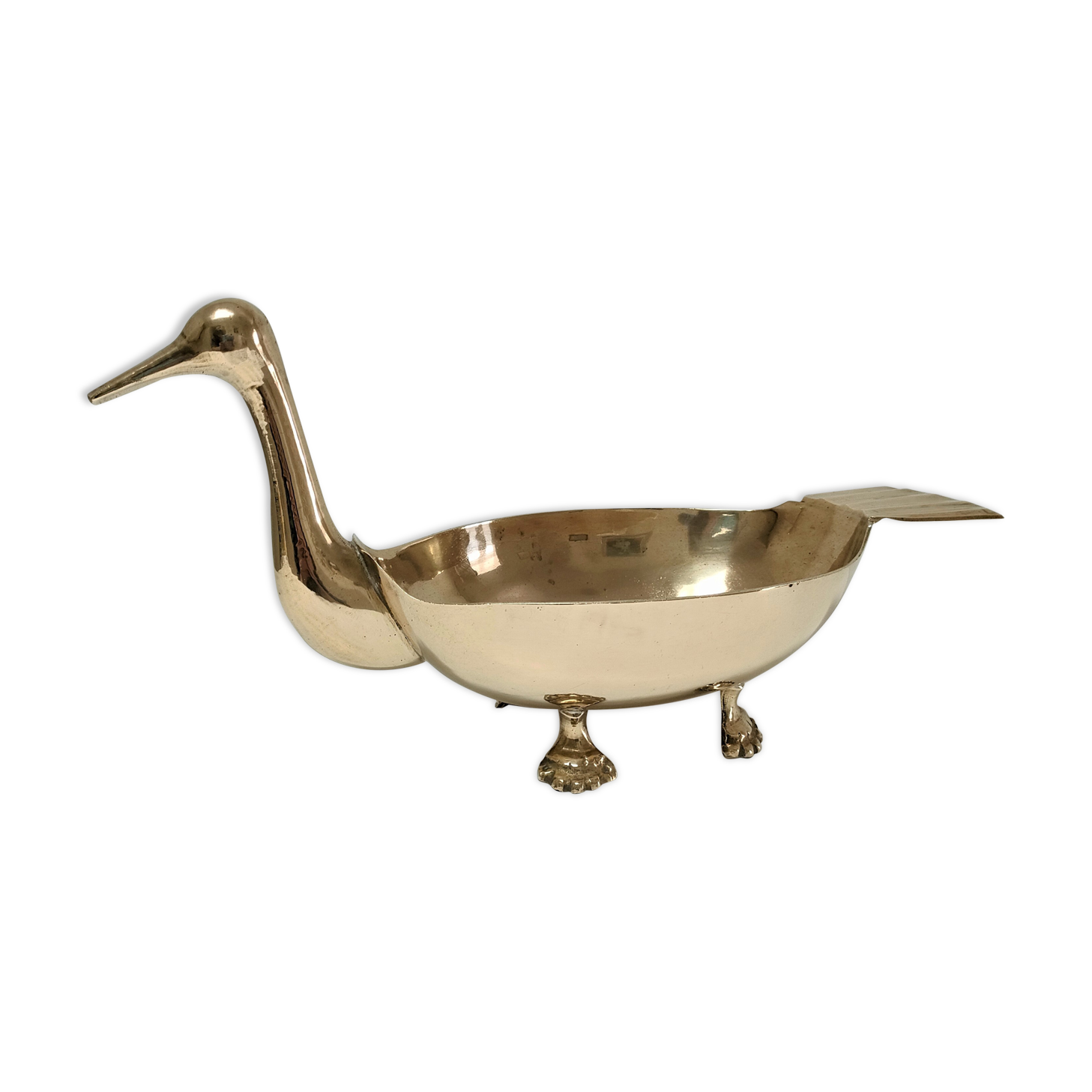 Zoomorphic cut brass bird 70s