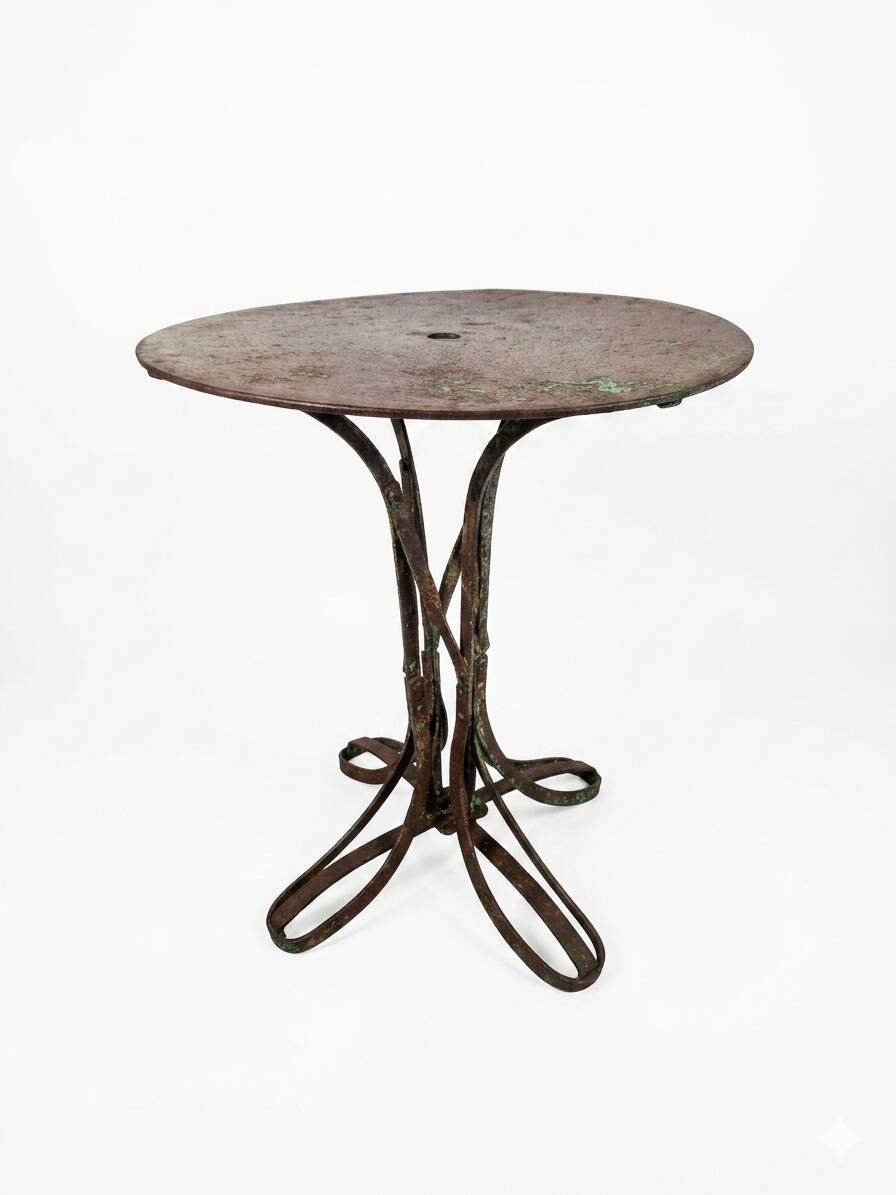 Table de jardin Eiffel en fer forgé riveté du XIXe