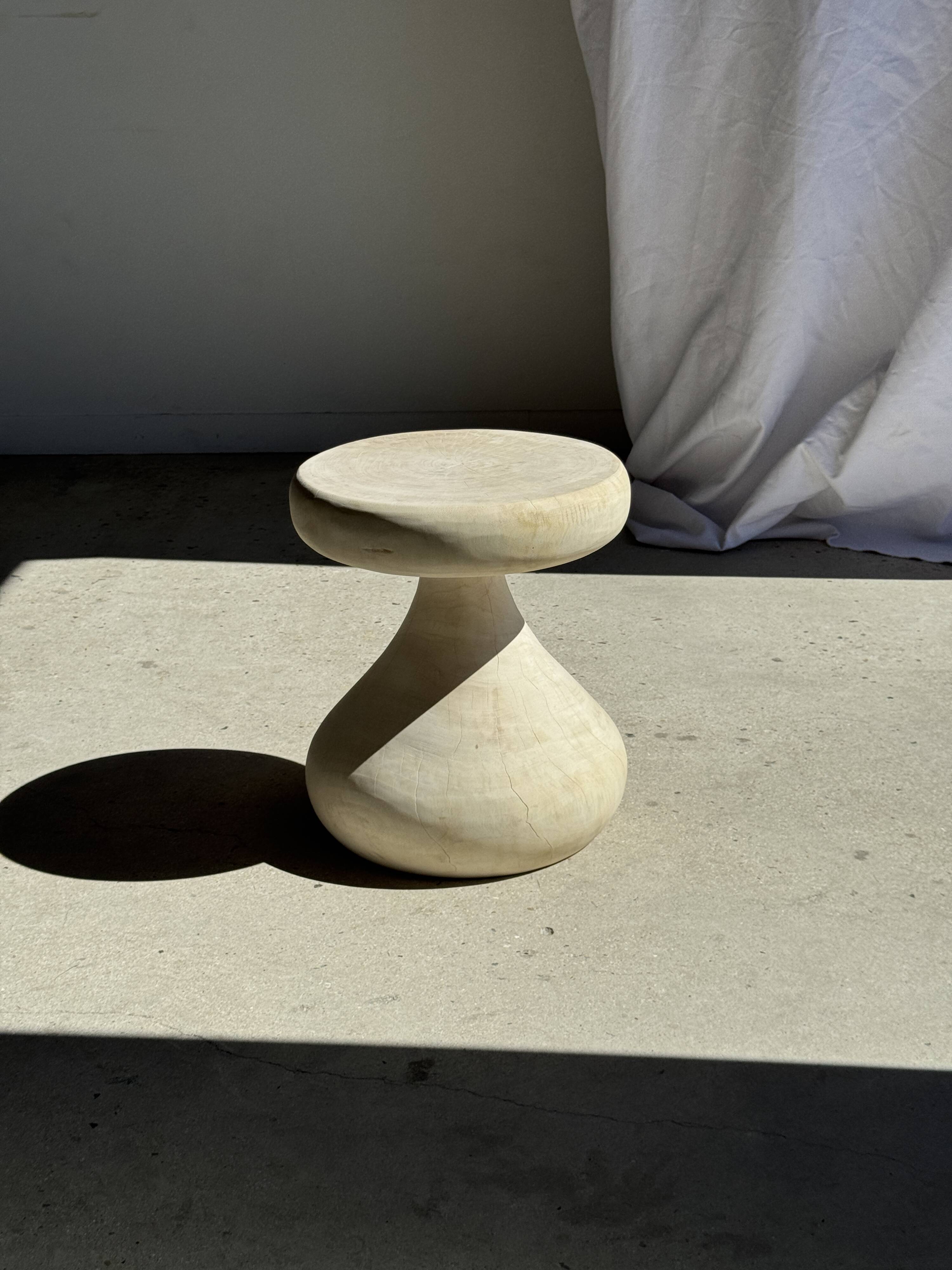 Pawn Bleach - Stool, side table, end table in solid mango wood