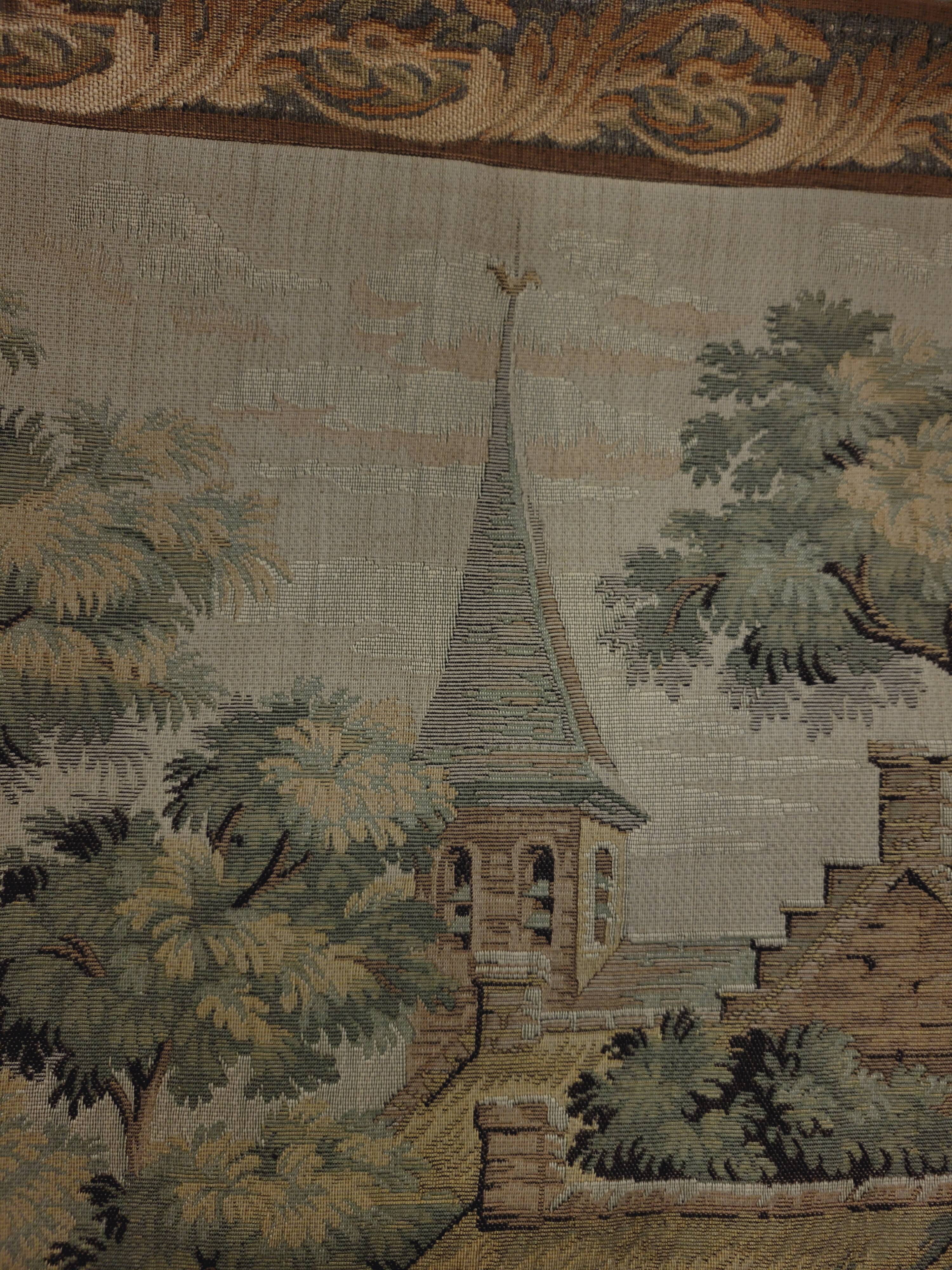Tapisserie Murale Vintage Gobelins 100x70 Cm - Scène De Taverne, Belgique, Multicolore - Occasion, Sans Cadre