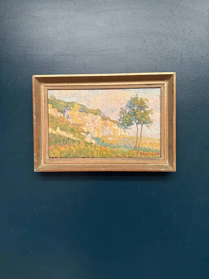 Original Swedish Oil on Canvas – “Landscape” by B. Hallberg – Signed – Vintage & Framed – 50 × 33 cm