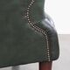 Fauteuil Chesterfield en cuir de vachette vert de style anglais