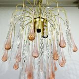 Murano chandelier pink crystal drops