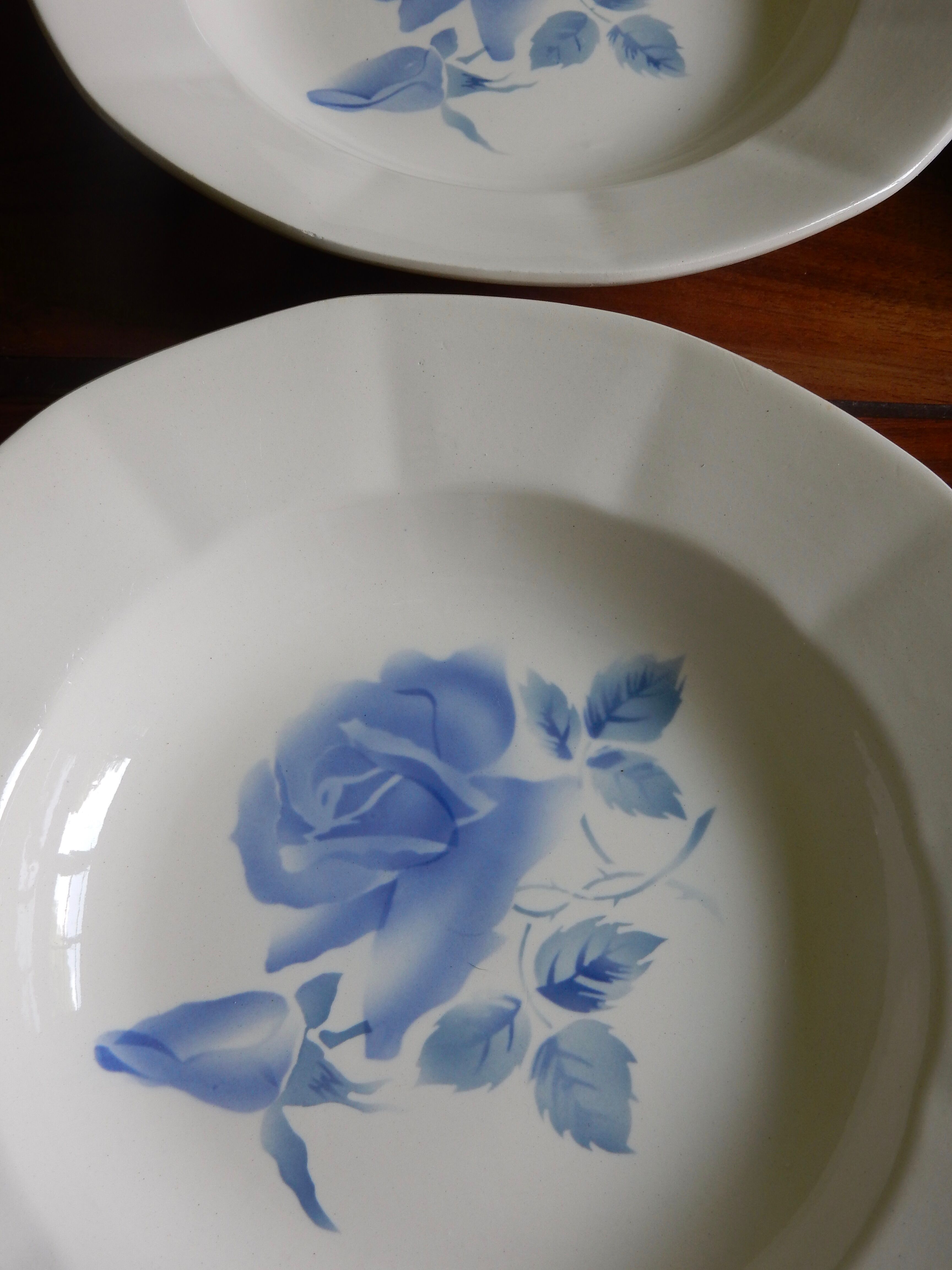 6 hollow plates Digoin Sarreguemines / Pattern Blue Roses