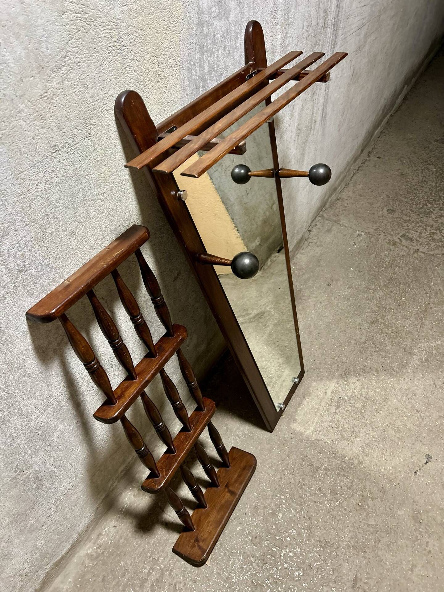 Mid Century mirror coat rack