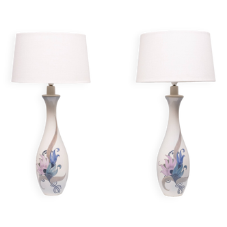 Pair Large Ceramic Table lamps Schoonhoven Plateel 1970s