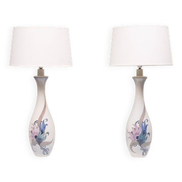 Pair Large Ceramic Table lamps Schoonhoven Plateel 1970s