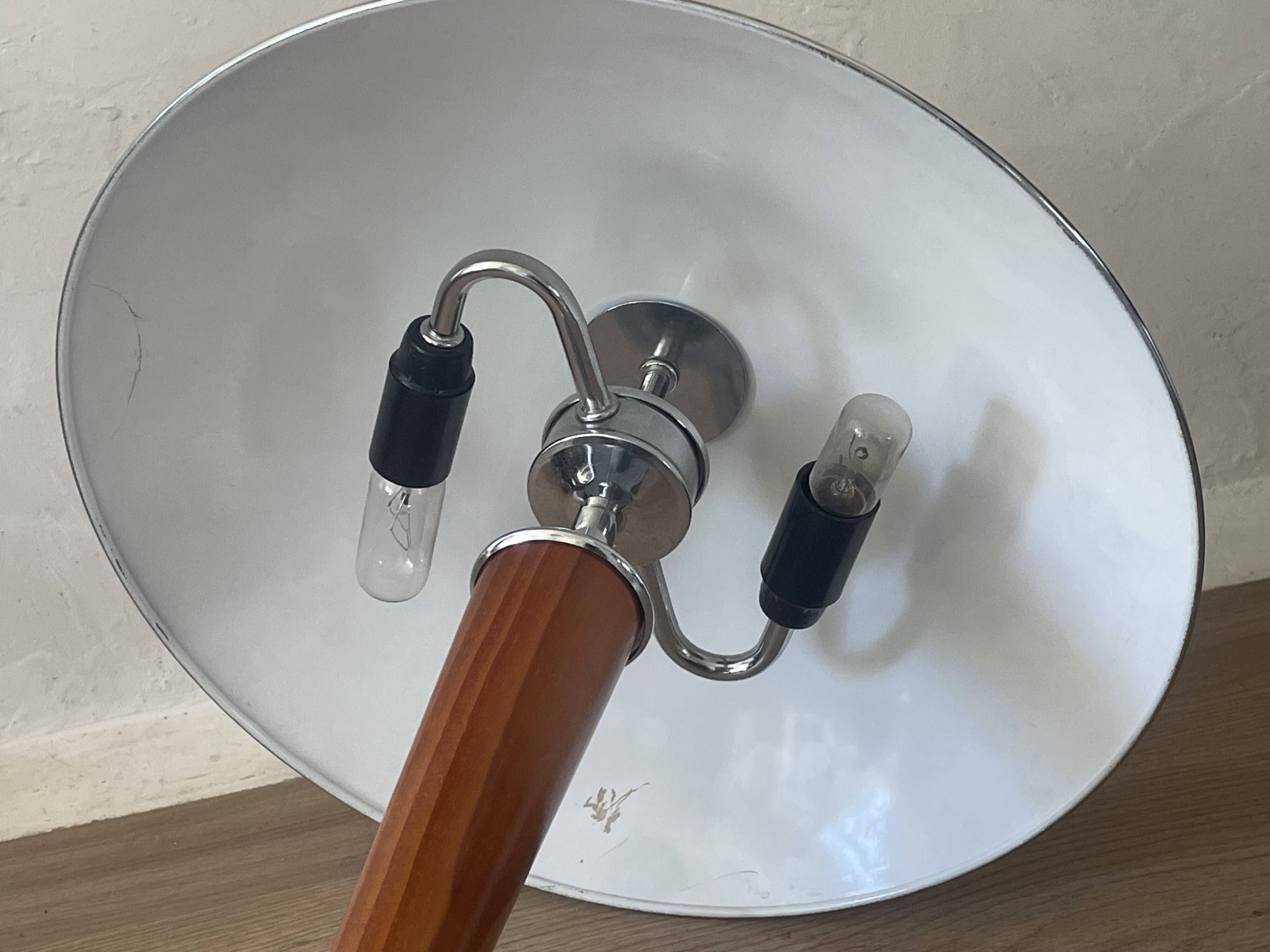 Vintage ship lamp in wood and chrome metal