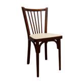 Baumann chair 153 in dark wood and white skai