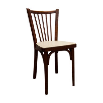 Baumann chair 153 in dark wood and white skai