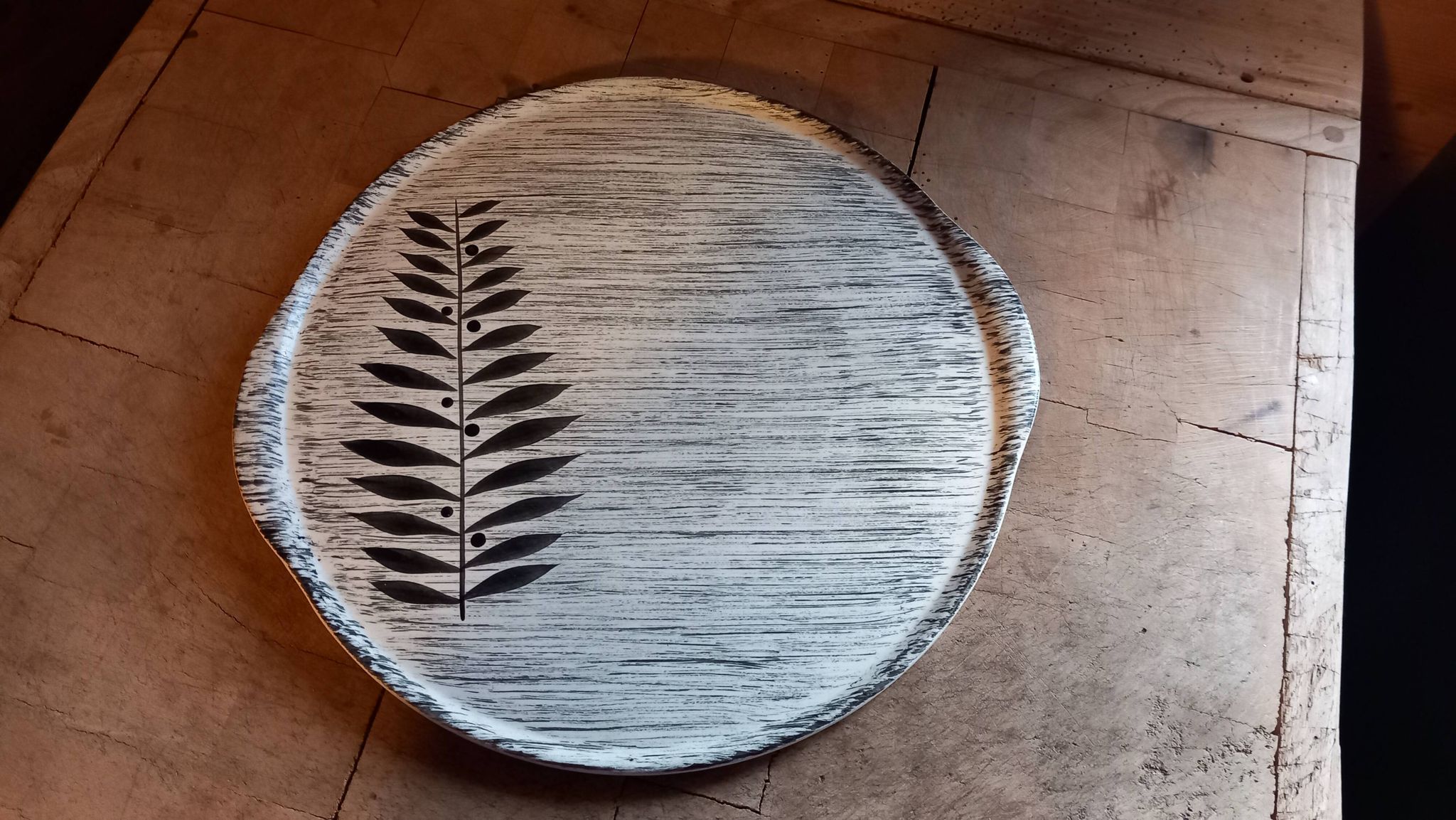 Vintage tart dish 31 cm earthenware from Salins model Toledo 1960s
