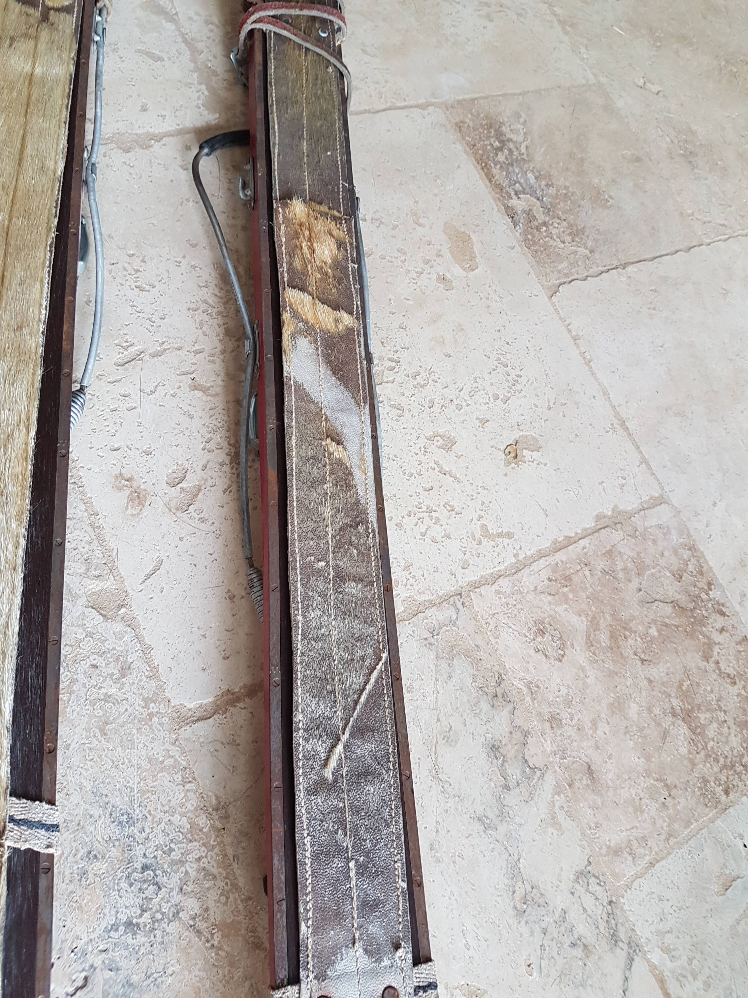 Nordic skiing in wood and skin former