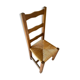 Solid oak chair and cabinetmaker straw 1970