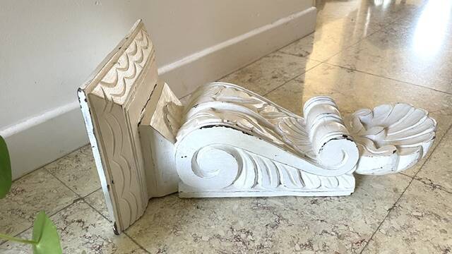 White Patinated Wall Console Shelf