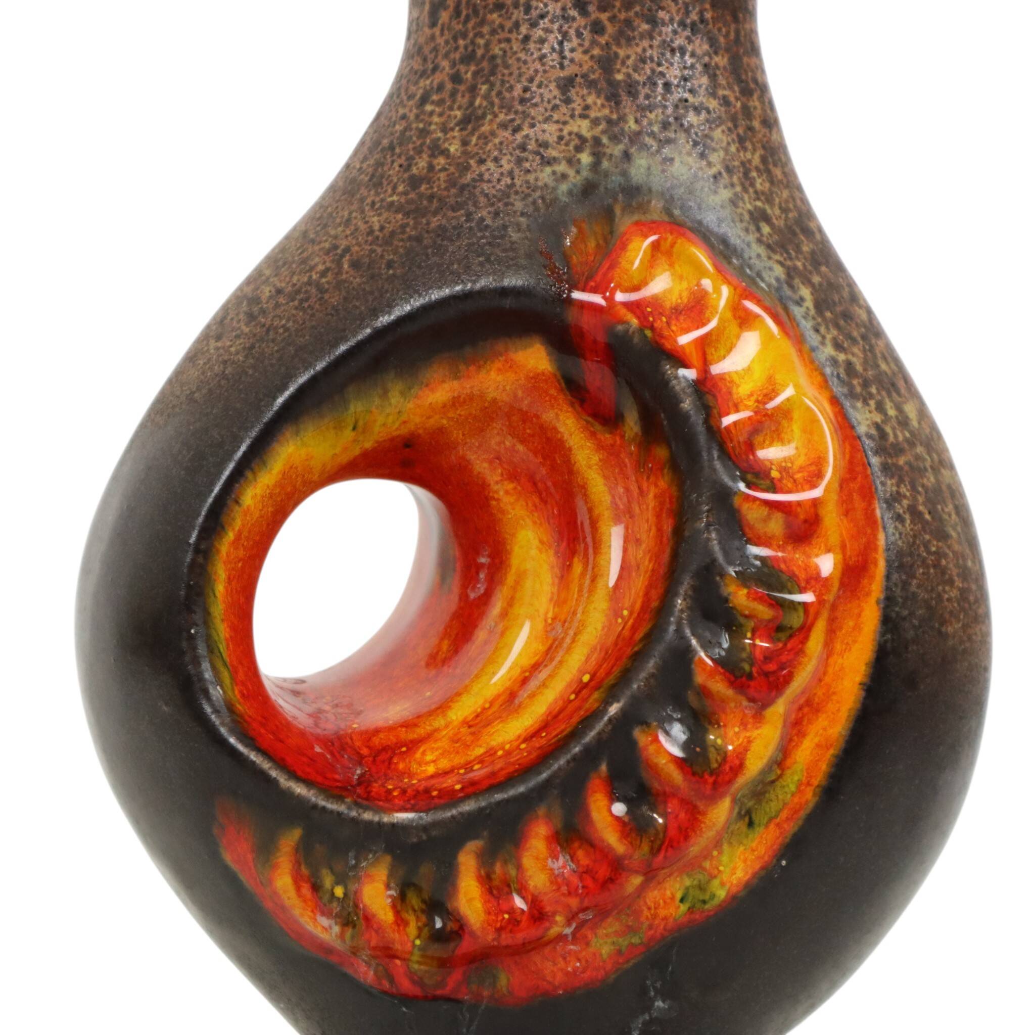 Rare Orange Fat Lava Vase West Germany Walter Gerhards 26cm