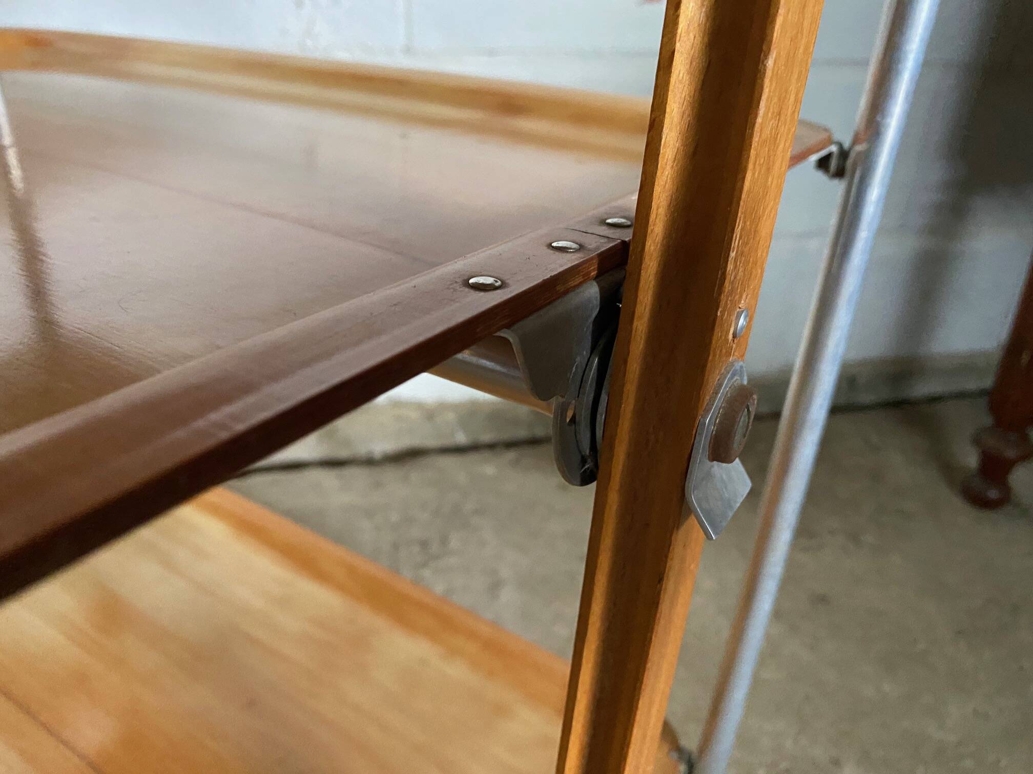 Vintage 1960s folding bar trolley on wheels