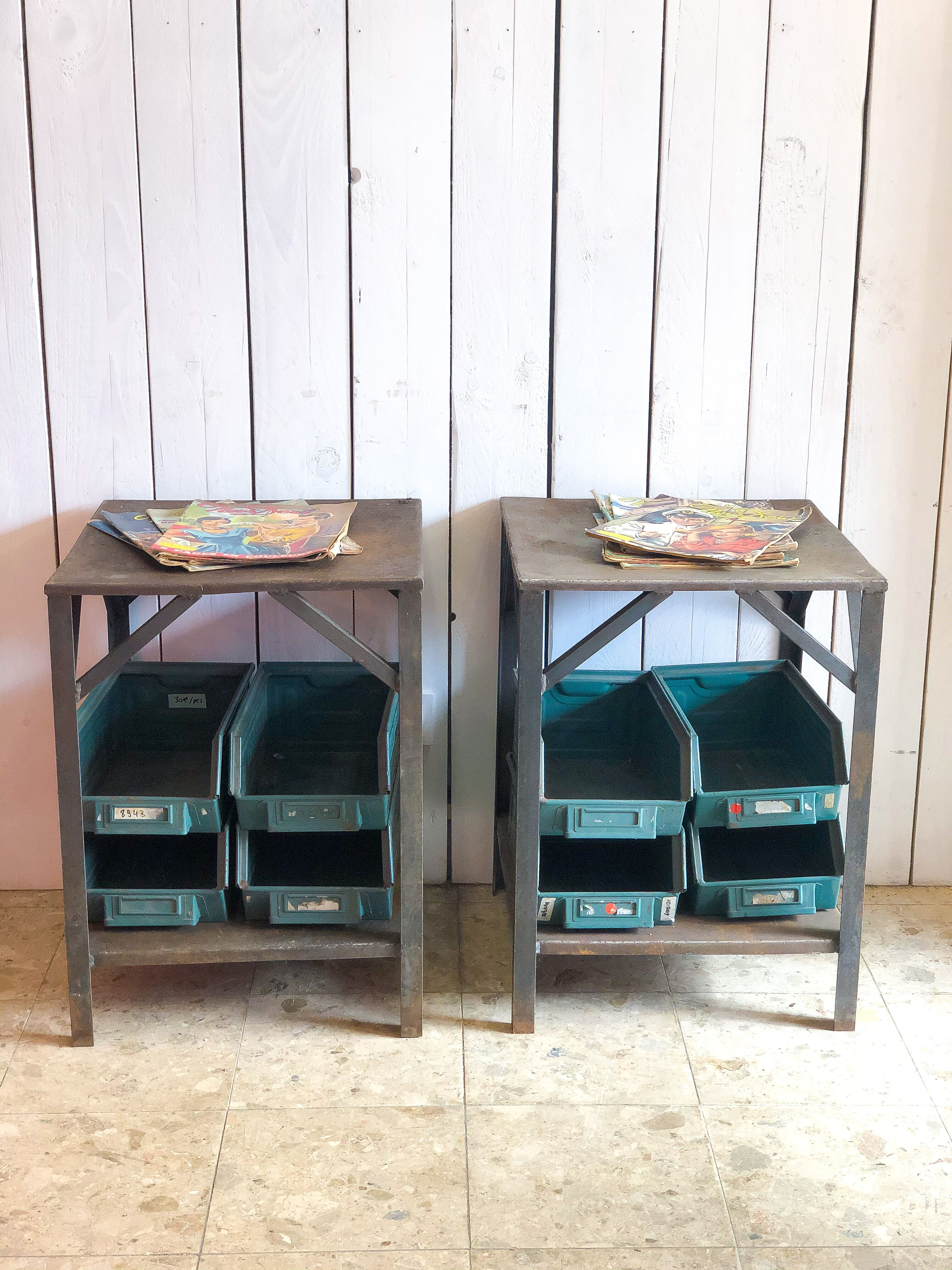 Pair of industrial bedside tables