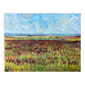 HST painting "Countryside landscape" Fields and valley in summer