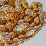 Floral wall light in gilded brass and cut glass by Palwa, Germany, 1970s.