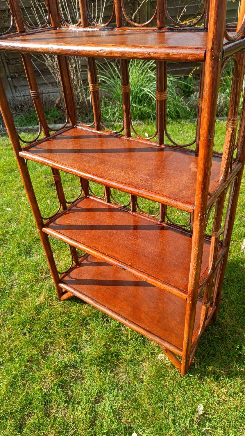Library, vintage rattan shelves