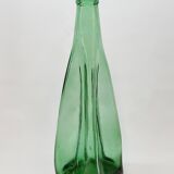 Ancienne Grande Bouteille En Verre Pressé Moulé Vert Écrasé Déformé
