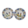 Pair of flat plates HB Quimper, with traditional decoration, 24 cm