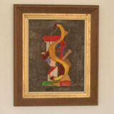 Original mid-century Swedish oil on canvas – “Layers” by Wilhelm Henning – signed & framed – 32 × 39 cm (12.6" × 15.4")