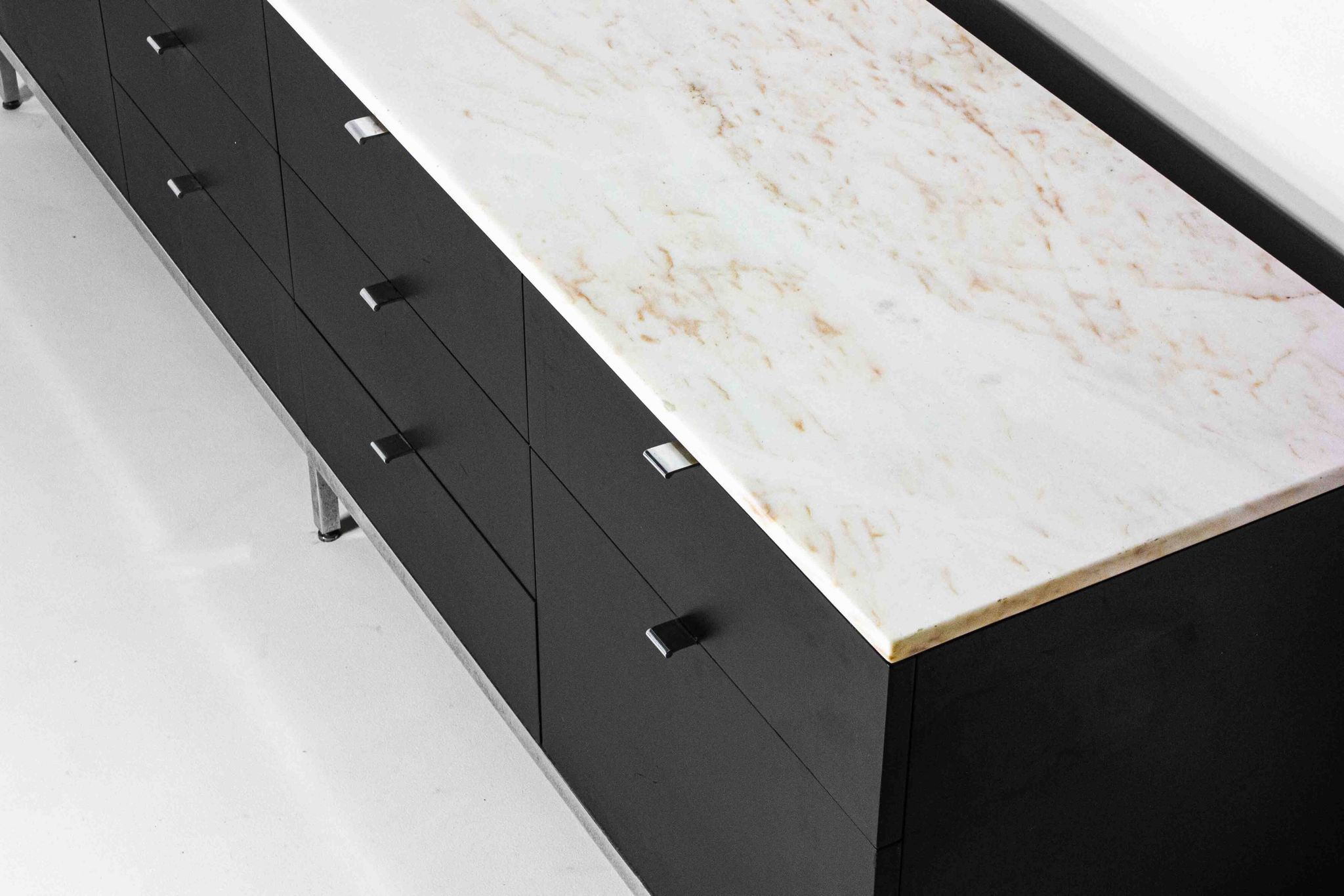 Executive sideboard by Florence Knoll with 'rosé aurore' marble top