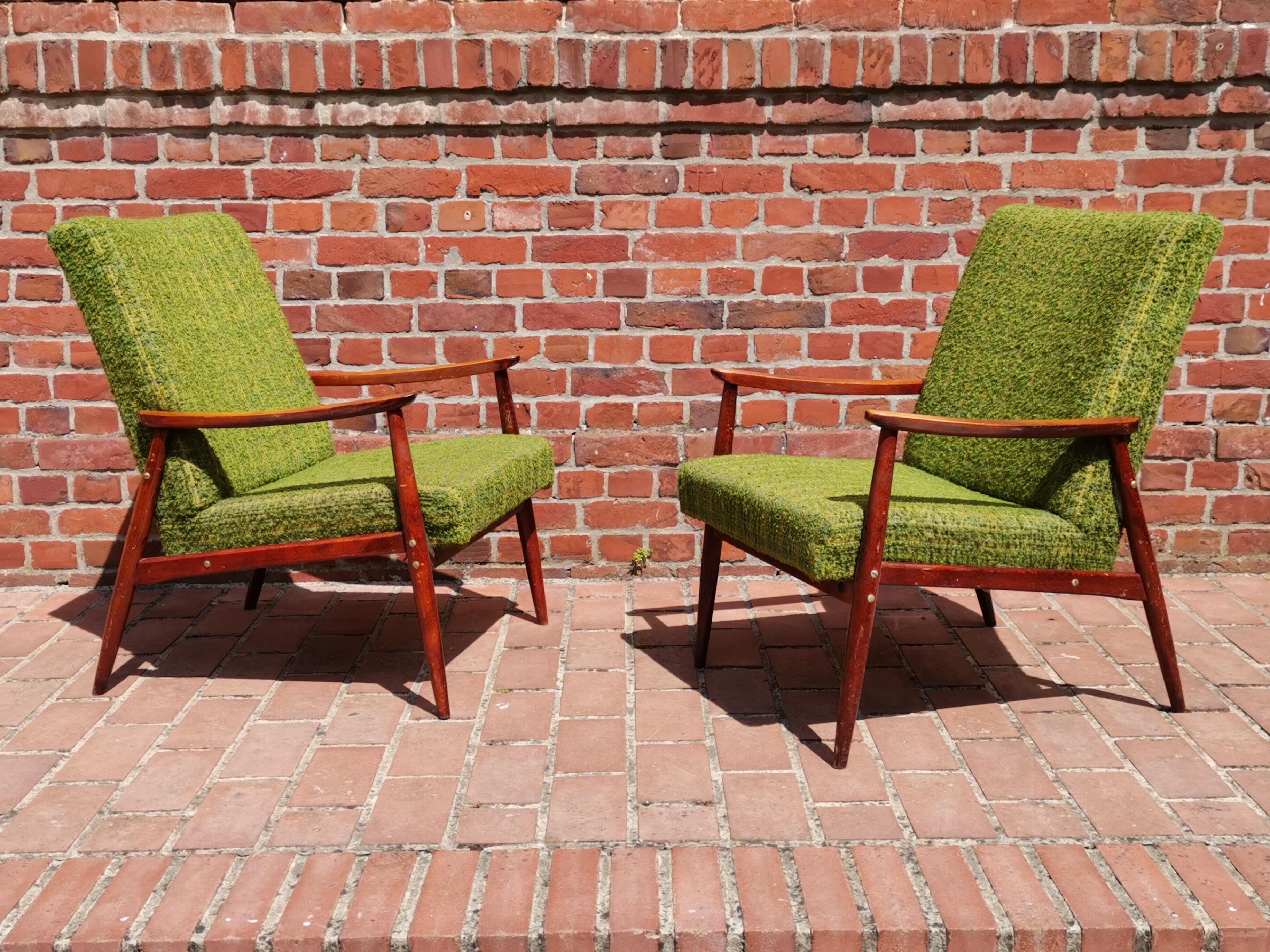 Pair of Czechoslovak armchairs green Jitona 1960