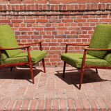 Pair of Czechoslovak armchairs green Jitona 1960
