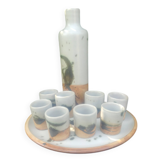 Liqueur set signed La Poterie de la Colombe by Madeleine Brault, year