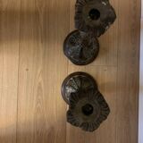 Set of 2 cast iron candlesticks