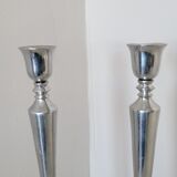 Paire de chandeliers bougeoirs vintage en métal