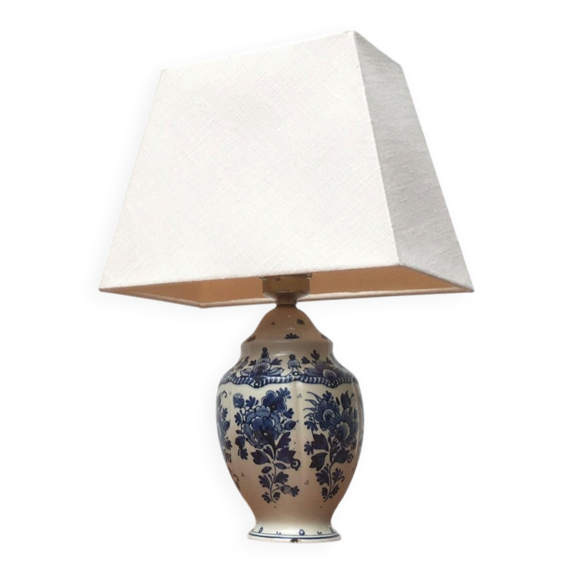 Vintage Dutch Delft blue table lamp by Zenith, Gouda