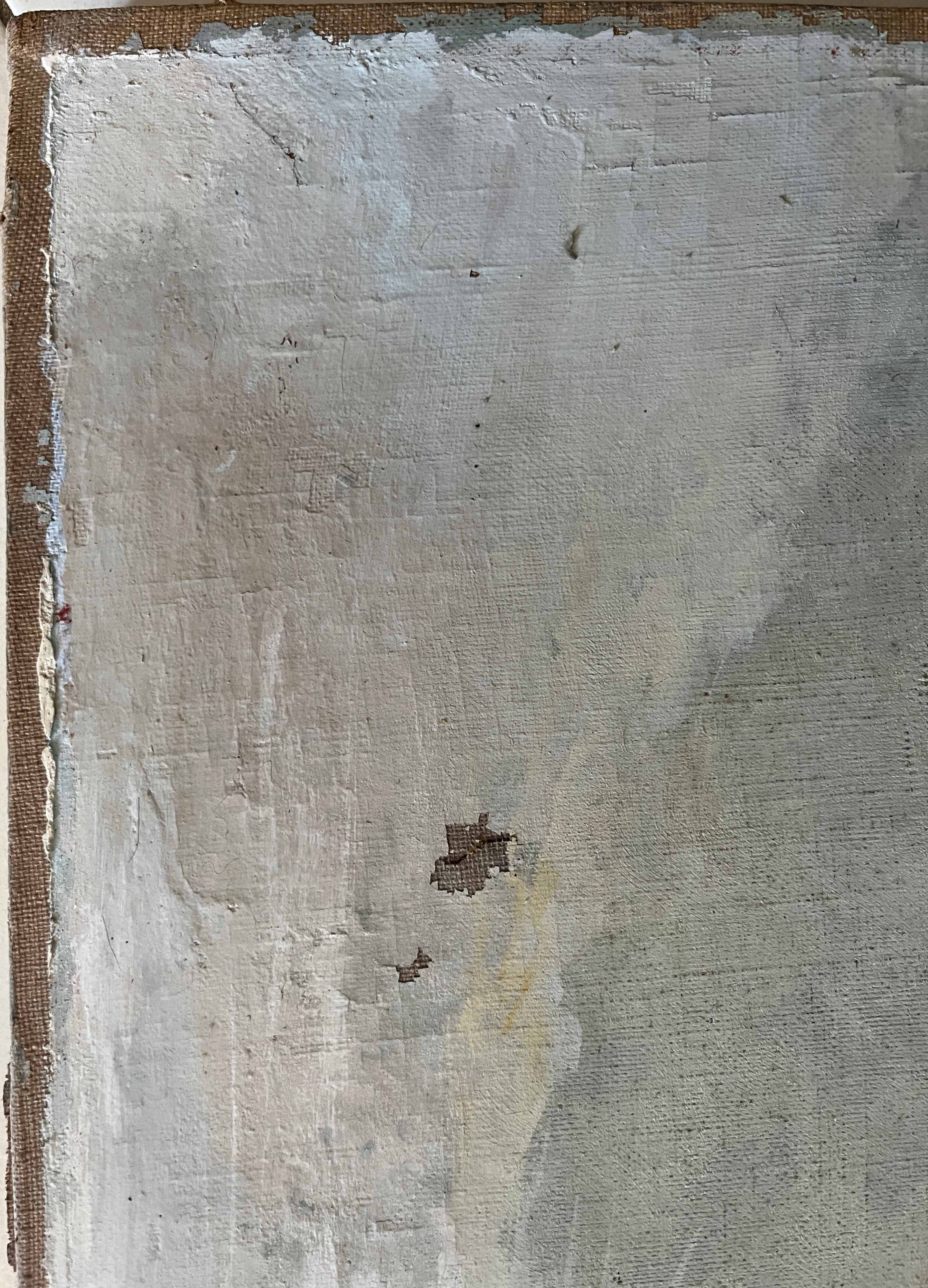 Table pendant of HST "Barbizon Landscape" signed (?) for restoration.