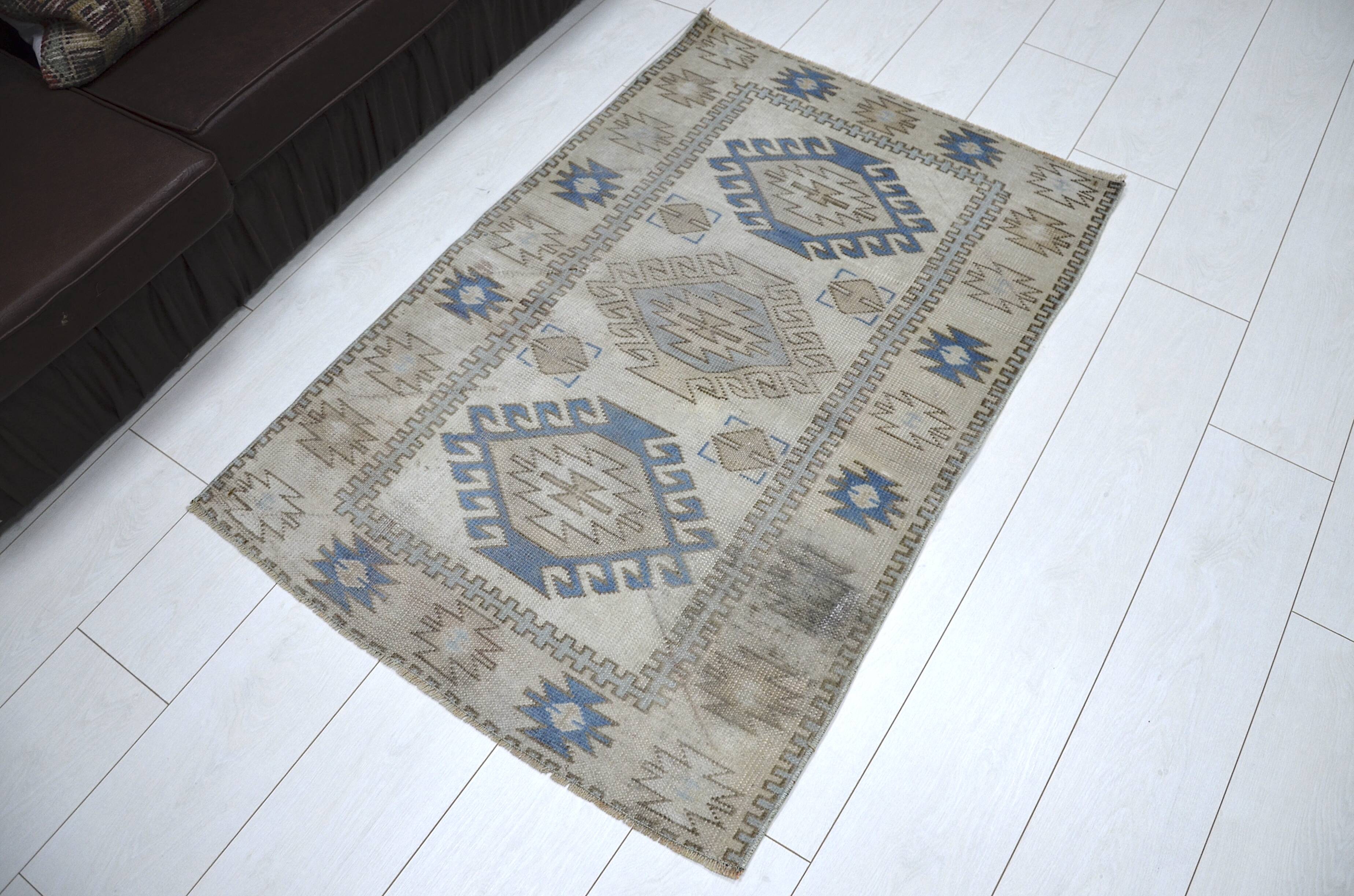 Tapis Oushak bleu et beige sku 1163