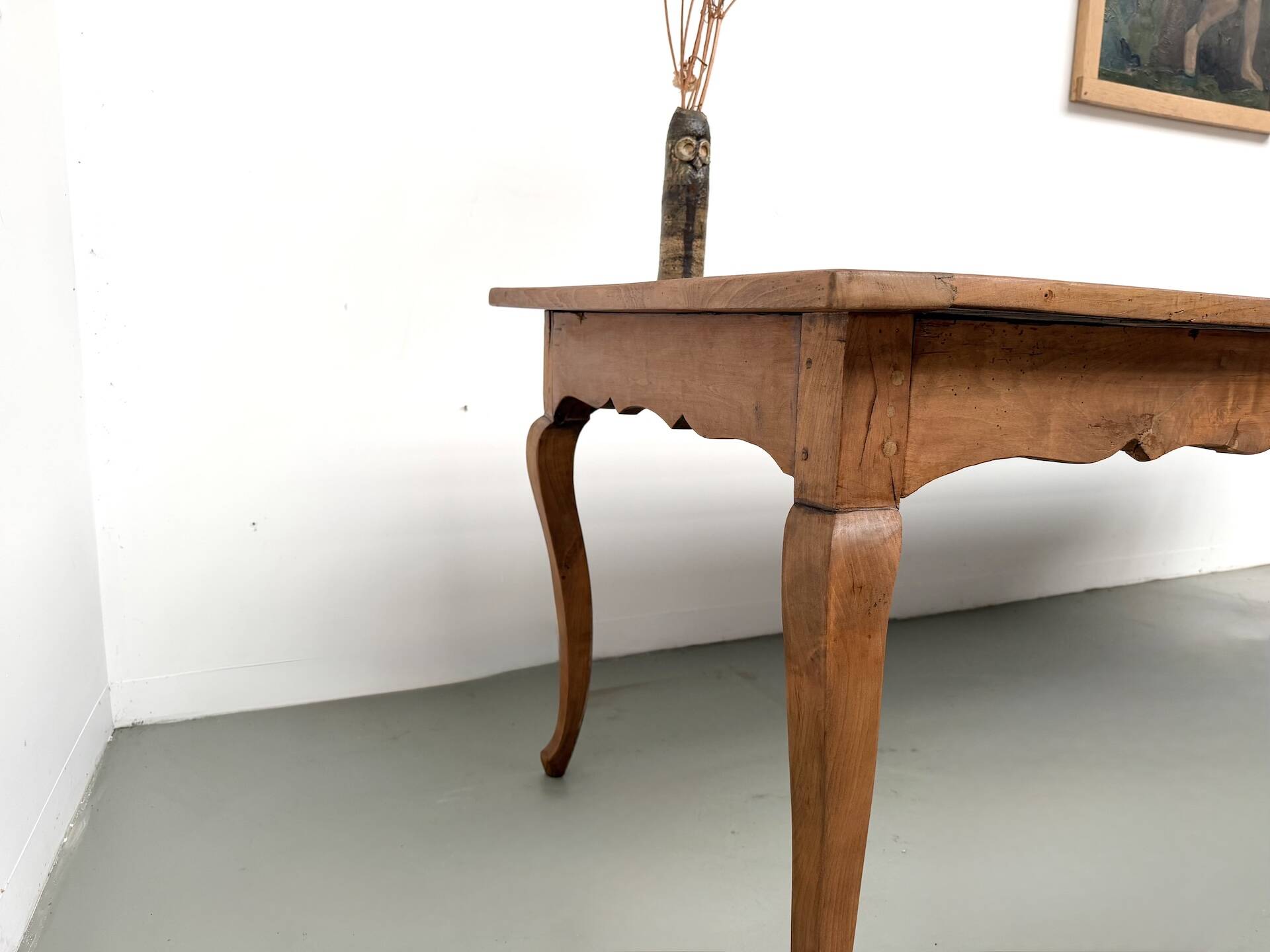 Grande table de ferme en merisier massif des années 1900