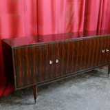Enfilade verni polyester ouvrant à 4 vantaux
