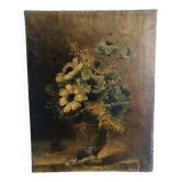 Oil on canvas 19th century bouquet of flowers
