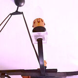 Certified Maison Lunel, bronze chandelier six lights, France mid-century