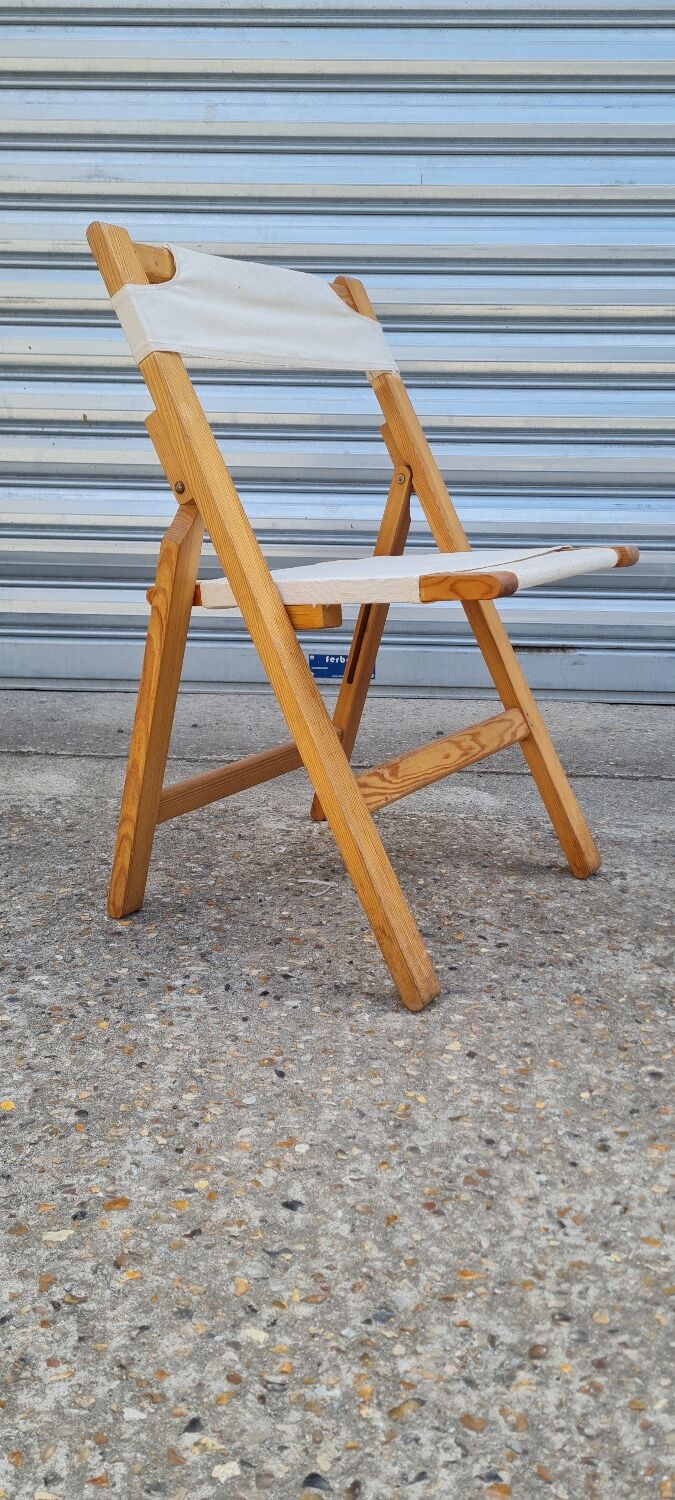 Folding chair in fabric and pine 1970