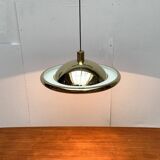 Postmodern Italian vintage brass suspension UFO model S-481 by Luci Italia, 1970s.