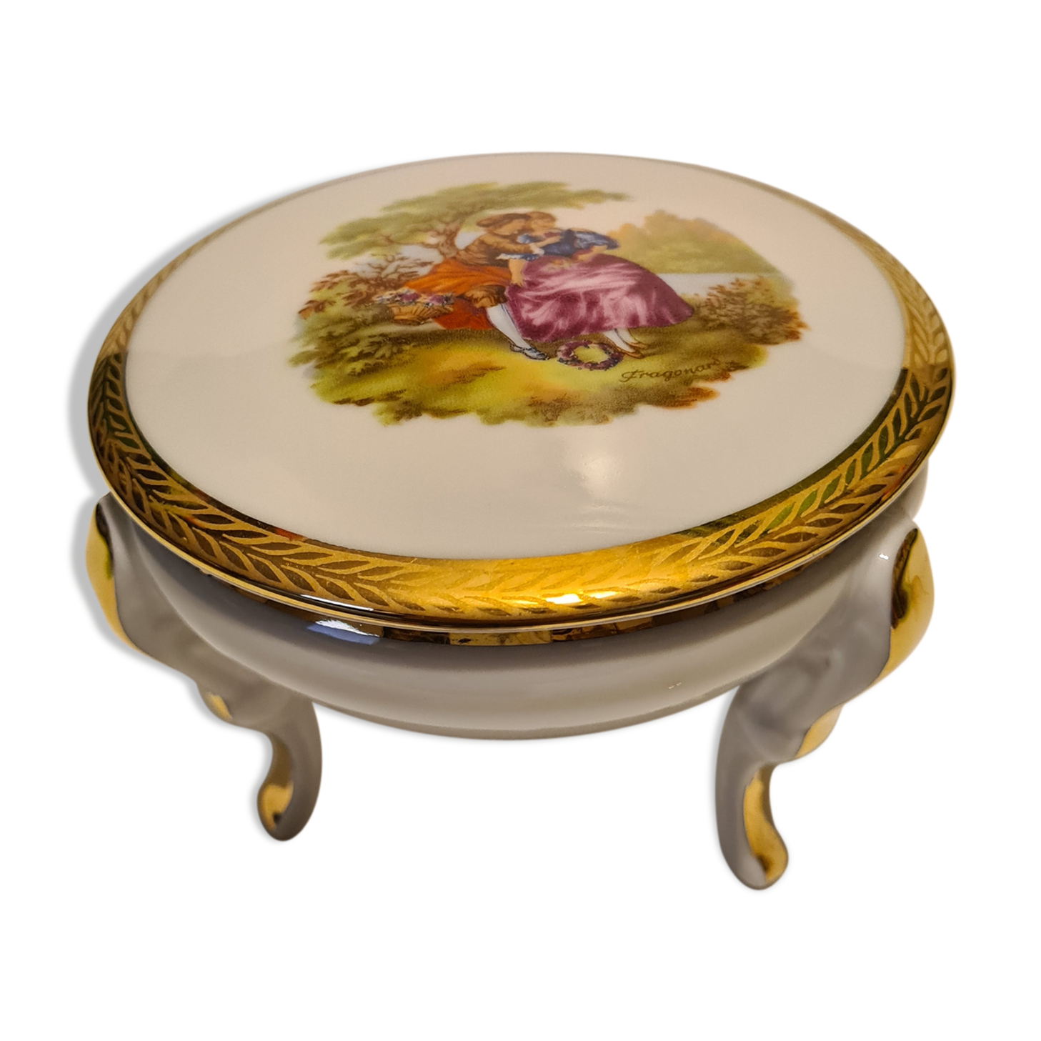 Limoges porcelain tripod décor decors gallant scene