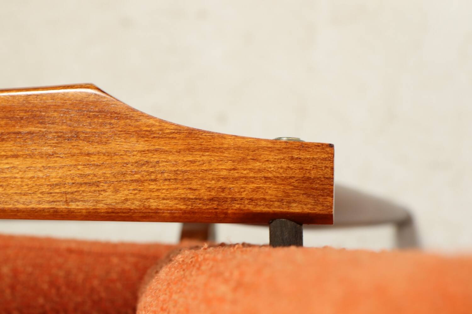Scandinavian armchair bouclé orange design by H.Lis