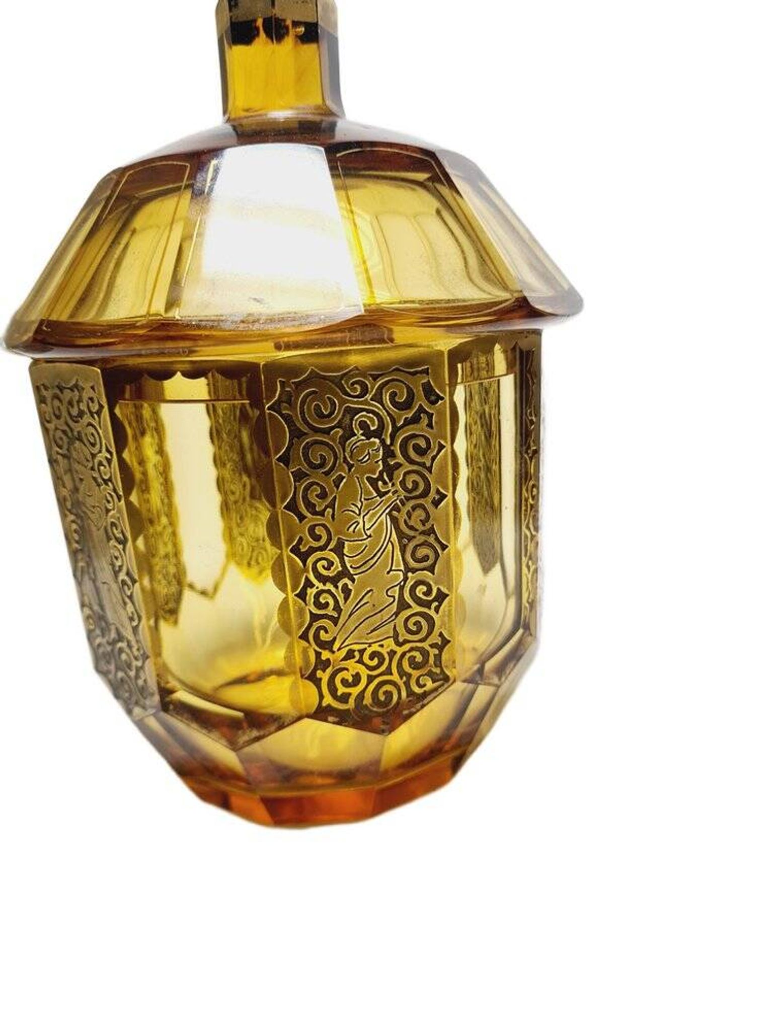 Art Deco oroplastic candy dish from Moser, Czechoslovakia, 1930s