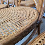 Set of 8 Vintage Bentwood Cane Dining Chair, Thonet Style, 1970s Yugoslavia