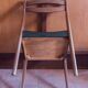 Set of 4 wooden and black faux leather chairs, Scandinavian style, wooden chair