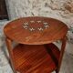Table basse française mid-century en bois massif, années 1950