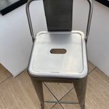 lot de 3 chaises de bar Tolix en acier brut (gris) verni